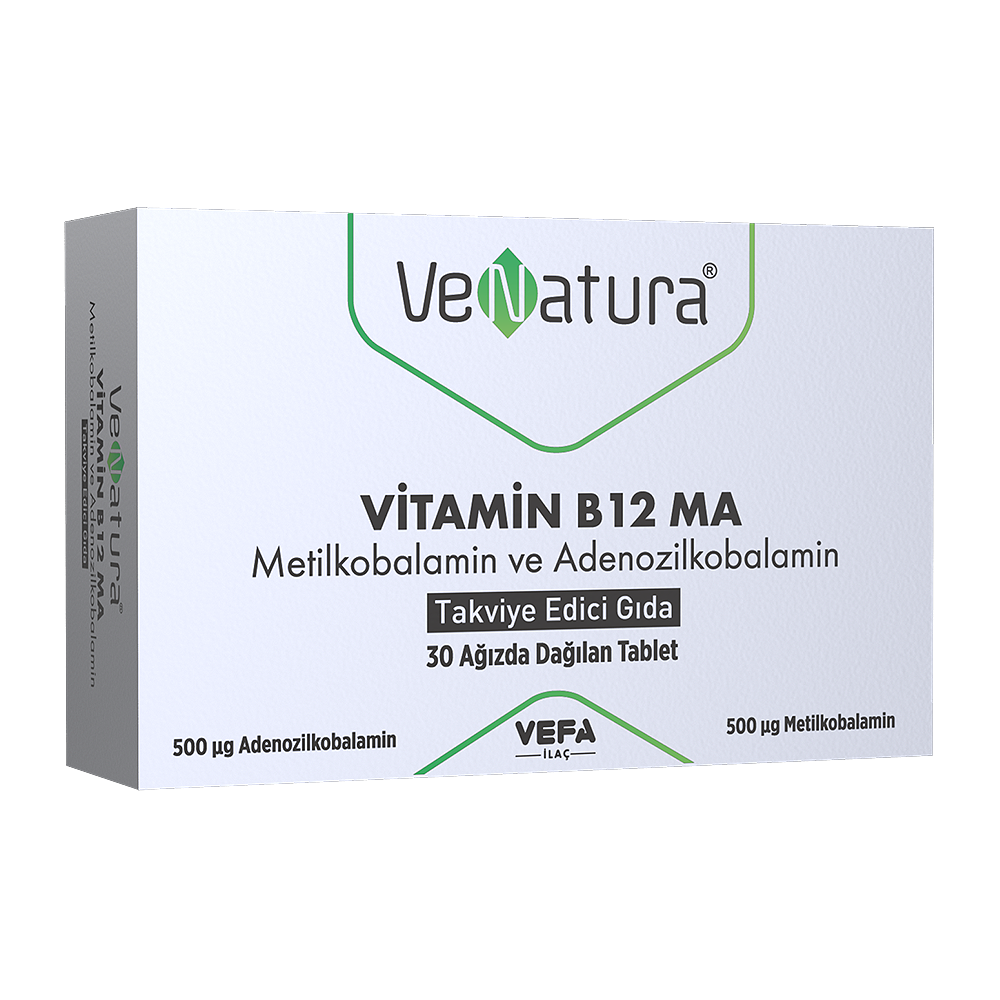 VeNatura Vitamin B12 MA Metilkobalamin ve Adenozilkobalamin 30 Tablet
