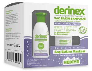 Derinex Saç Bakım Şampuanı Normal ve Kuru Saçlar 250 ml + Saç Bakım Maskesi Hediye