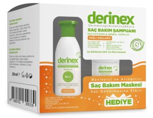 Derinex Saç Bakım Şampuanı Yağlı Saçlar 250 ml + Saç Bakım Maskesi Hediye