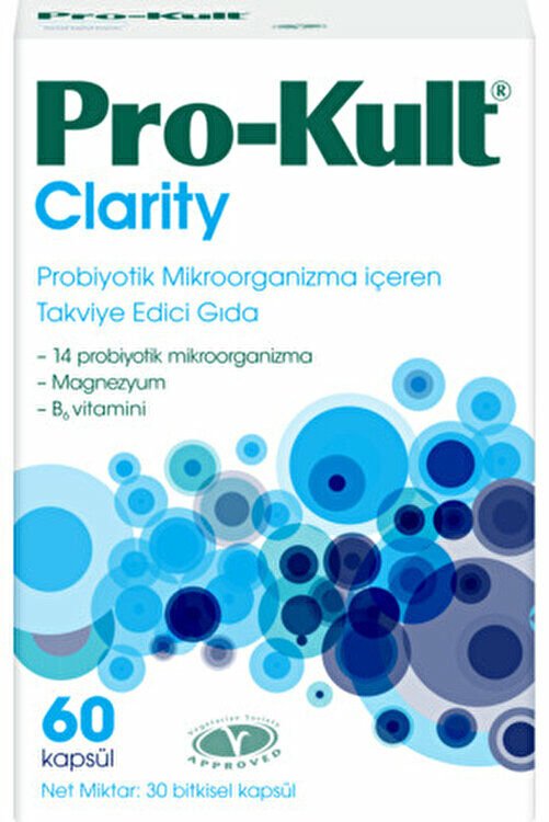 Pro-Kult Clarity Magnezyum Vitamin B6 ve Probiyotik Mikroorganizma İçeren Takviye Edici Gıda 60 Kapsül