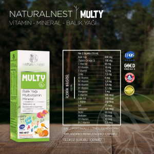 Natural Nest Multy Şurup Balık Yağı Vitamin Mineral İçeren Takviye Edici Gıda