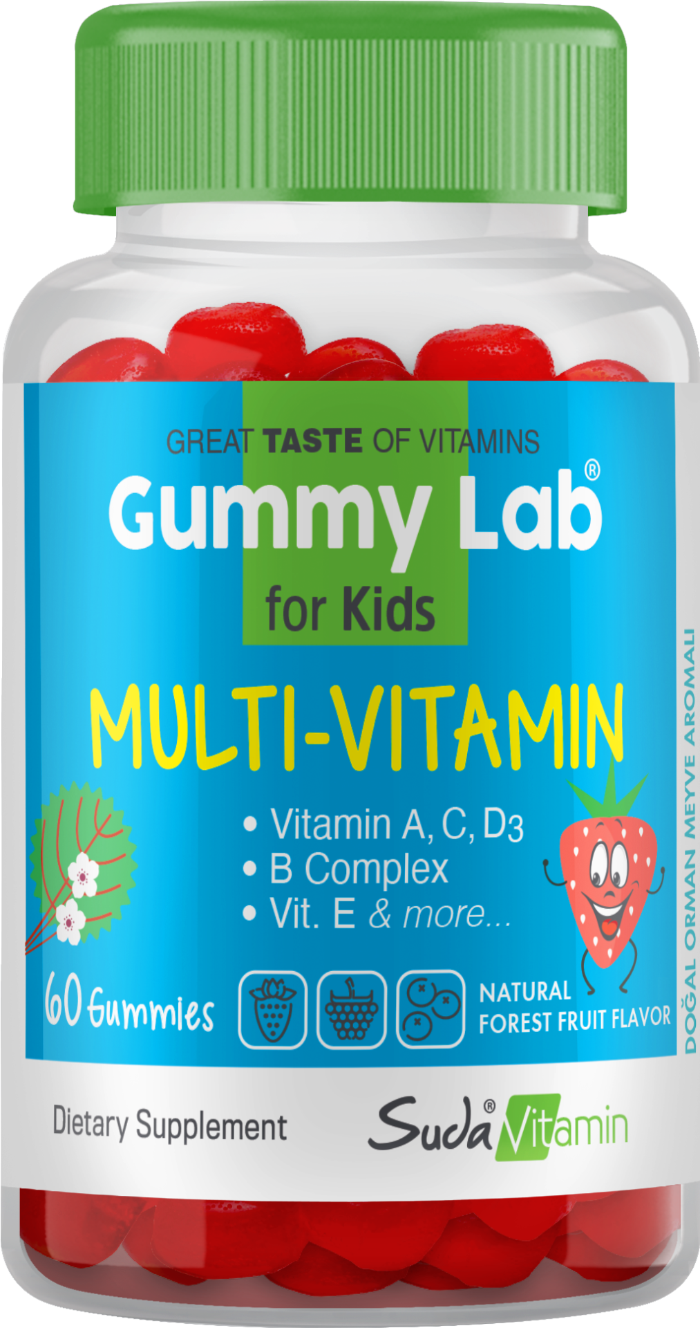 Suda Vitamin Gummy Lab Bon Support Kids Karışık Aroma 60 Gummies