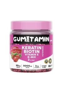 Gumitamin Keratin Biotin 5000 Saç ve Cilt Vitamini Çinko Vitamin E B12 B6 B5 Folik Asit 180 gr