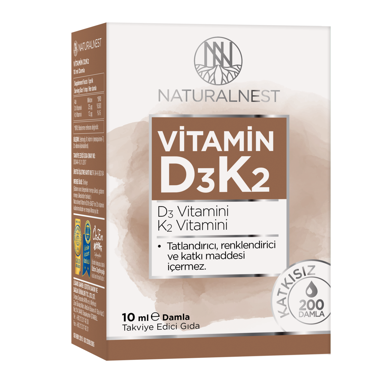 Natural Nest Vitamin D3 K2 Damla 10 Ml Takviye Edici Gıda