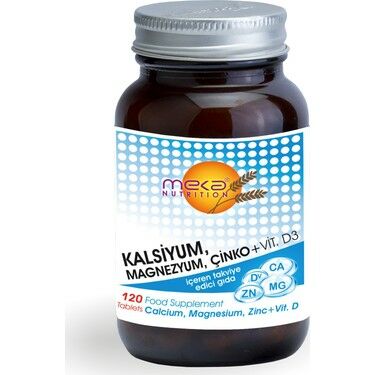 Meka Nutrition Kalsiyum Magnesyum Zinc Vitamin D 120 Tablet - 3 Adet