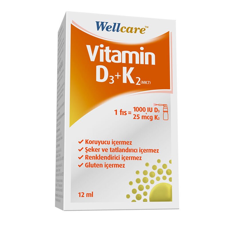 Wellcare Vitamin D3 + K2 25 mcg 1000 IU 12 ml + Immune 15 Efervesan Tablet