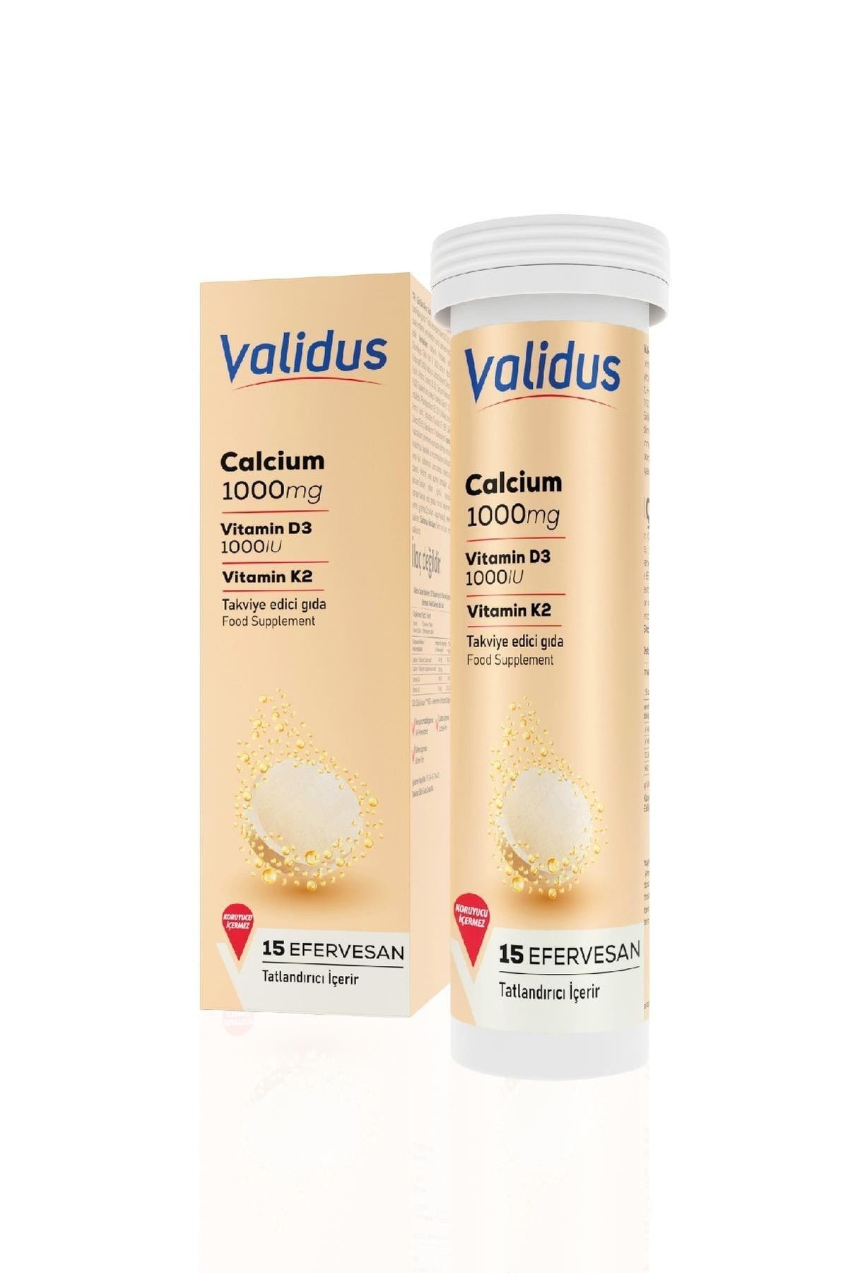 Validus Osteo Calcium 1000 mg + Vitamin D3 + Vitamin K2 15 Efervesan Tablet