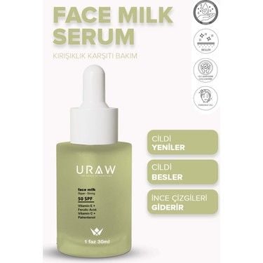 Uraw Face Milk Pürüzsüz Görünümü Destekleyen Yenileyici Cilt Bakım Serumu 30 ml