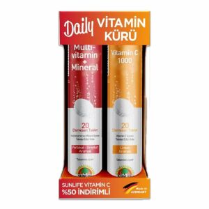 Sunlife Daily Vitamin Kürü - Vitamin C 1000 mg 20 Efervesan + Multivitamin Mineral 20 Efervesan Tablet