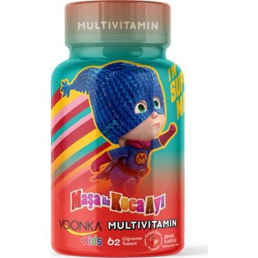 Voonka Kids Maşa İle Koca Ayı Multivitamin Çilek Aromalı 62 Tablet