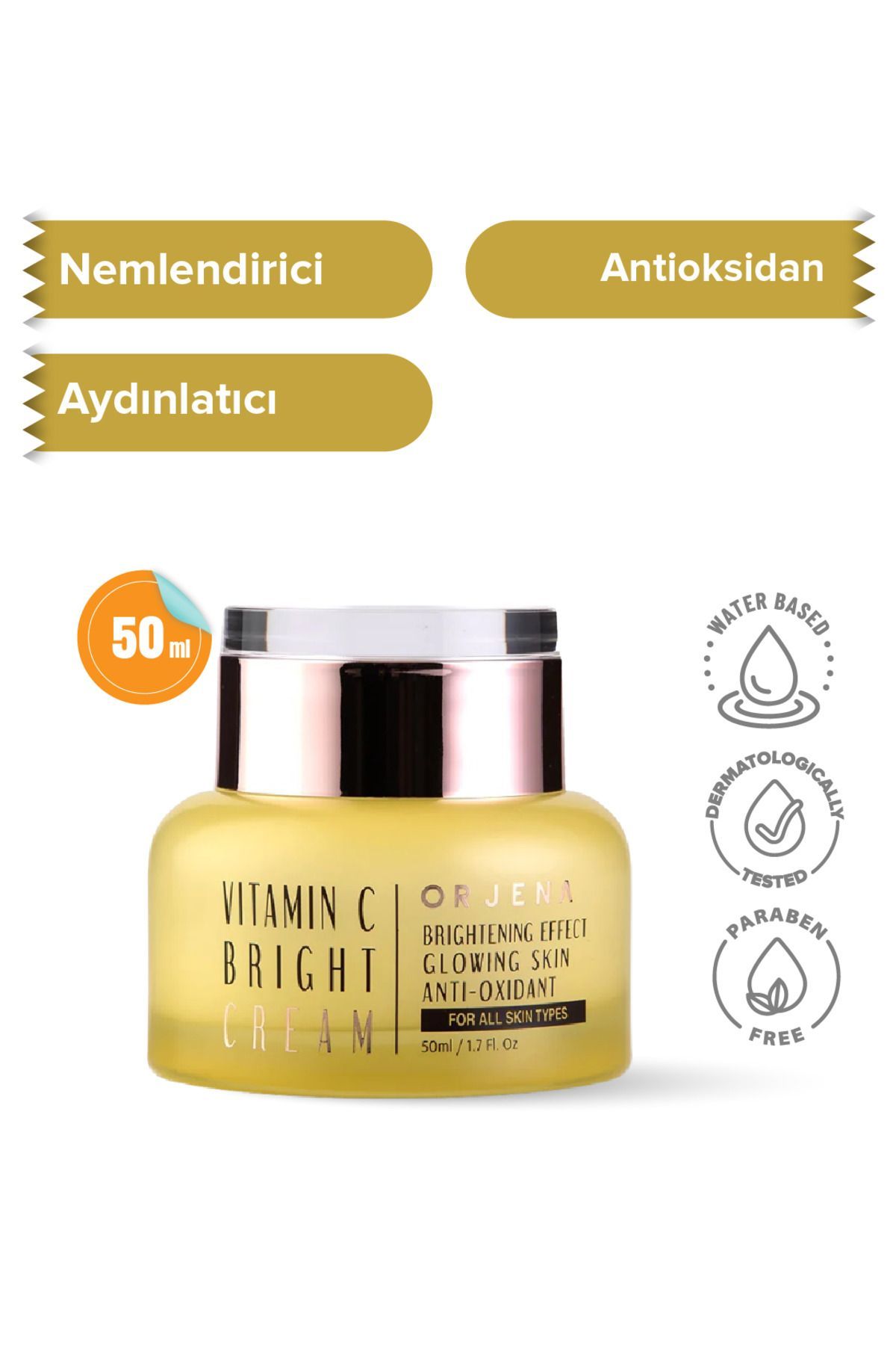 Orjena C Vitamini İçeren Leke Karşıtı Aydınlatıcı Krem Vitamin C Bright Cream 50 ml