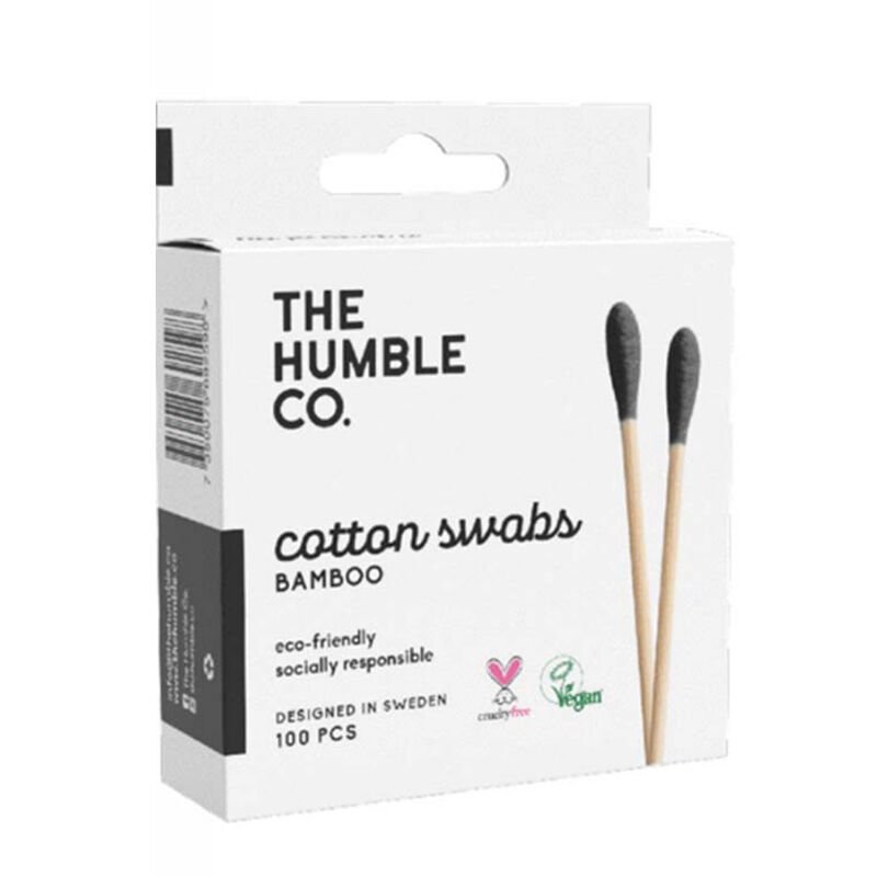 The Humble Co. Cotton Bambu Siyah Kulak Çubuğu 100'lü