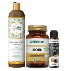 Biotin Tablet + Sarımsak Özlü Şampuan + Siyah Sarımsak Yağı 30 ml