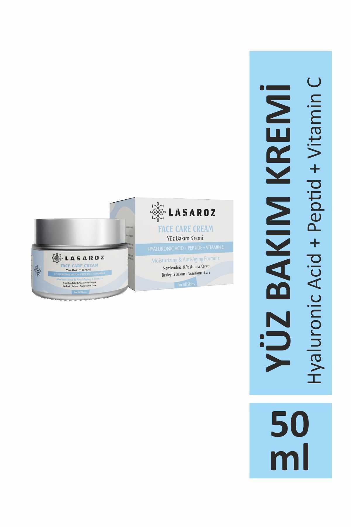 Lasaroz Yüz Bakım Kremi Hyaluronic Acid Peptide Vitamin E 50 ml