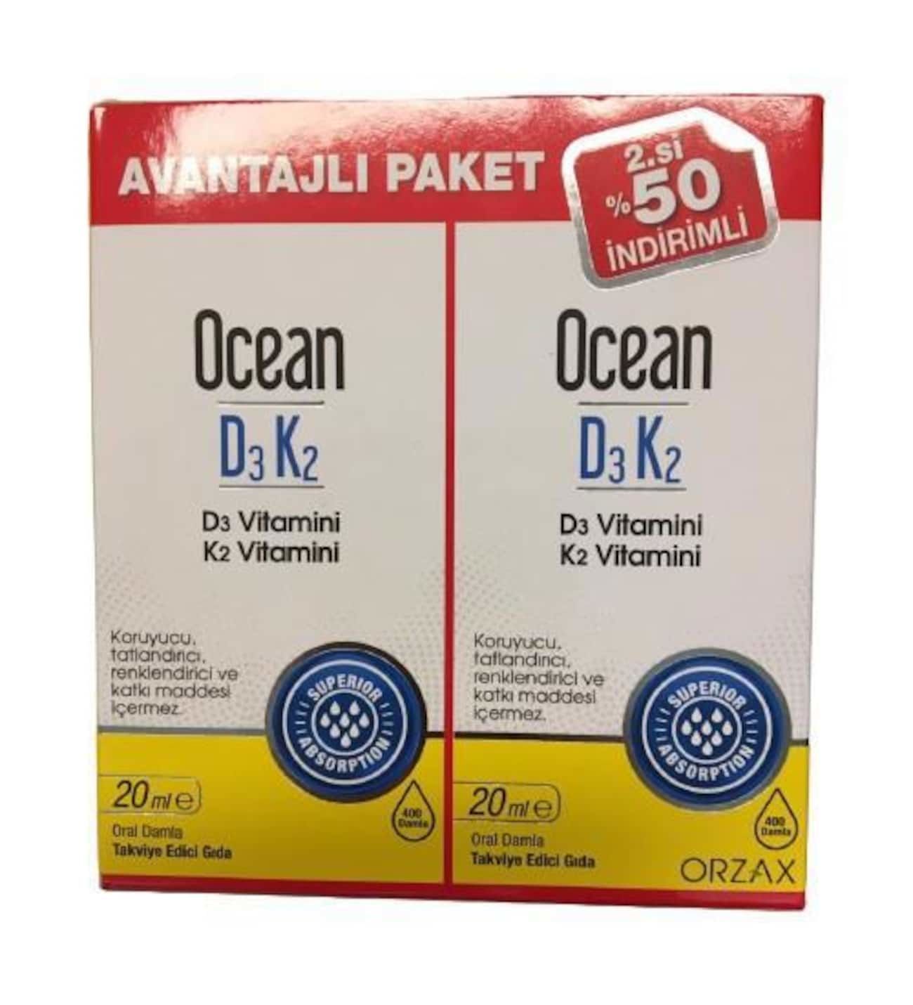 Ocean D3K2 Damla 20 ml + İkincisi %50 İndirimli