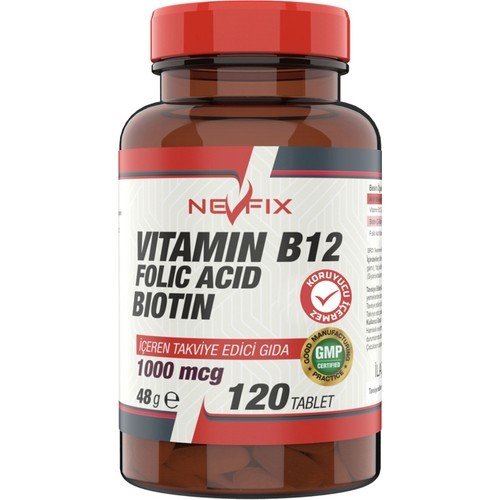 Nevfix Vitamin B12 Folic Acid Biotin 1000 Mcg 120 Tablet