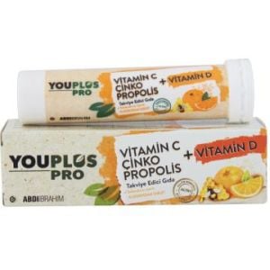 (KUTU HASARLI) Youplus Pro Vit C + Çinko + Propolis 15 Efervesan Tablet