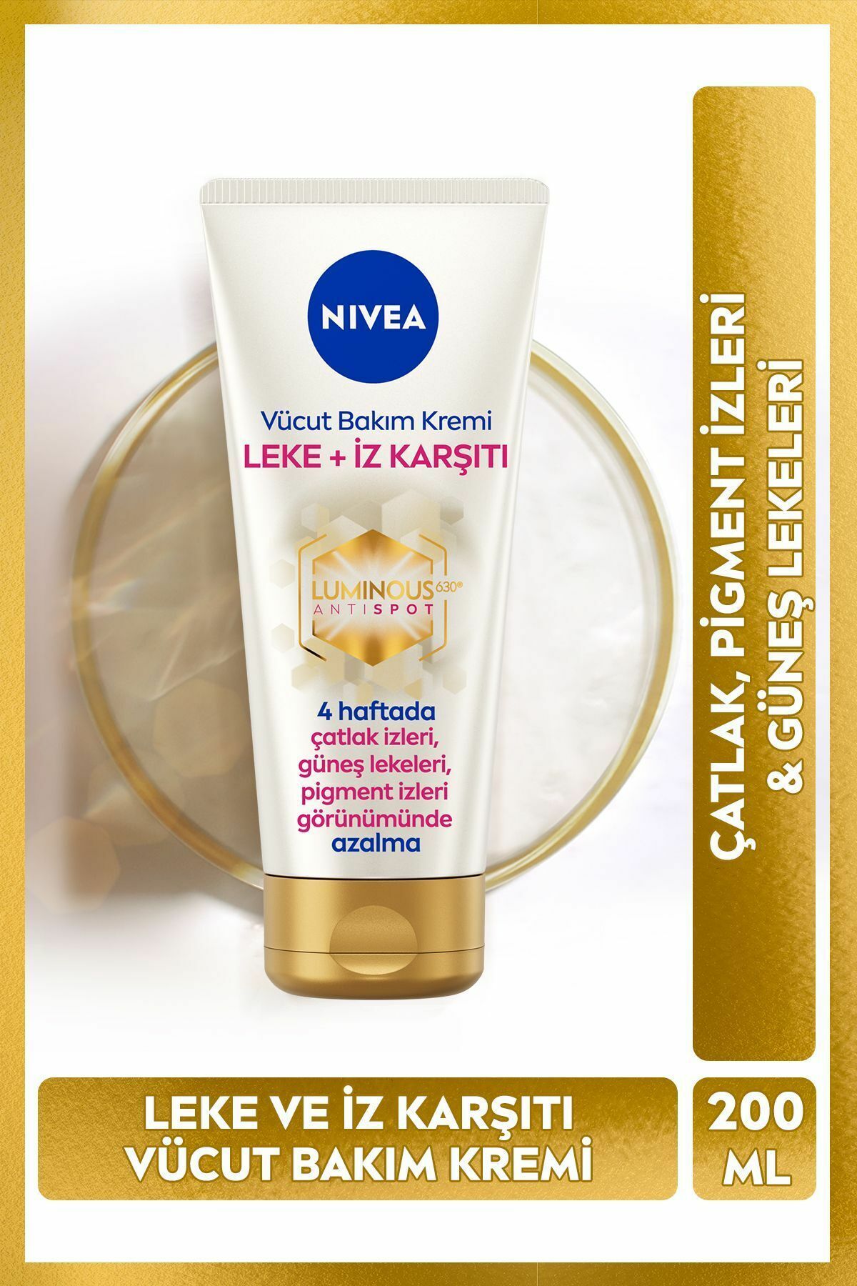 Nivea Luminous 630 Leke ve İz Karşıtı Vücut Bakım Kremi Çatlak ve Güneş Lekesi 48 Saat Nem 200 ml