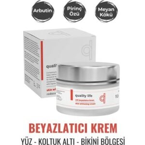 Quality Life Cilt Yüz Bikini Bölgesi Koltuk Altı Dirsek Aydınlatıcı Beyazlatıcı Krem Arbutin Pirinç Özü 50 ml