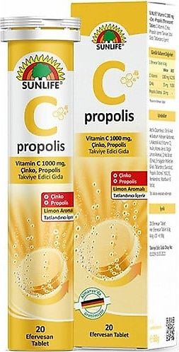 Sunlife Propolis Vitamin C 1000 mg Zinc 20 Efervesan Tablet - 1 Alana 1 Bedava