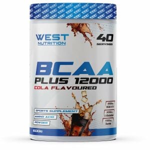 West Nutrition Bcaa Plus 12000 Glutamin Taurin 600 gr 40 Servis Kola Aromalı