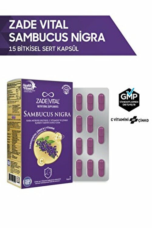 Zade Vital Sambucus Nigra Kara Mürver Ekstreli C Vitamini & Çinko İçeren Takviye Edici Gıda 15 Kapsül