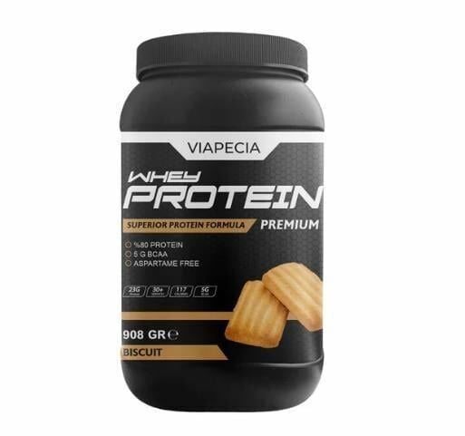 Viapecia Whey Protein Bisküvi Aromalı Bol Proteinli Premium 908 gr + Viapecia Pro Menmax 90 Kapsül Hediye