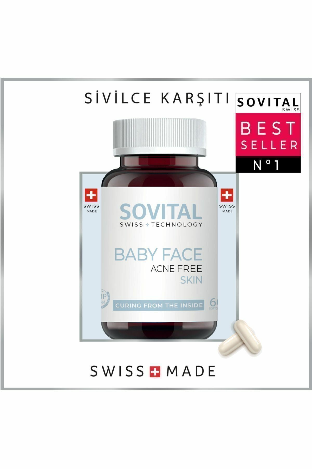 Sovital - Hair Vitamin 60 Gummies 5 Adet + Baby Face Sivilce Leke 90 Capsules 5 Adet