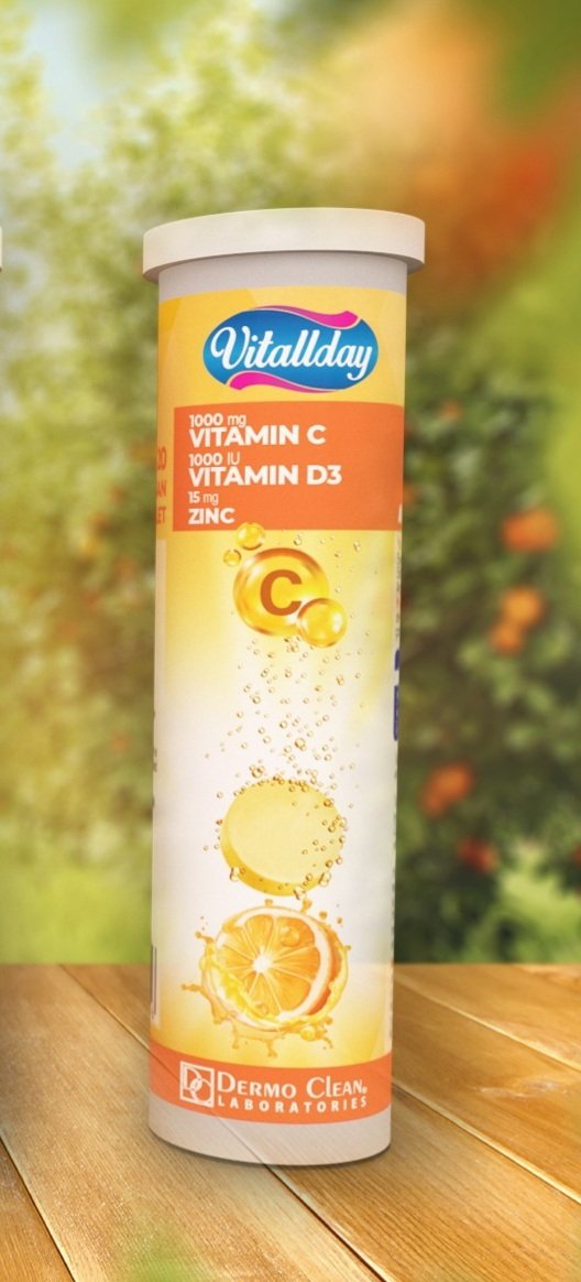 Vitallday Vitamin C Vitamin D3 Zinc 20 Effervesan Tablet