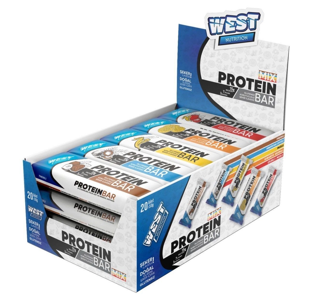 West Nutrition Protein Bar 20 Adet - Mix Kutu