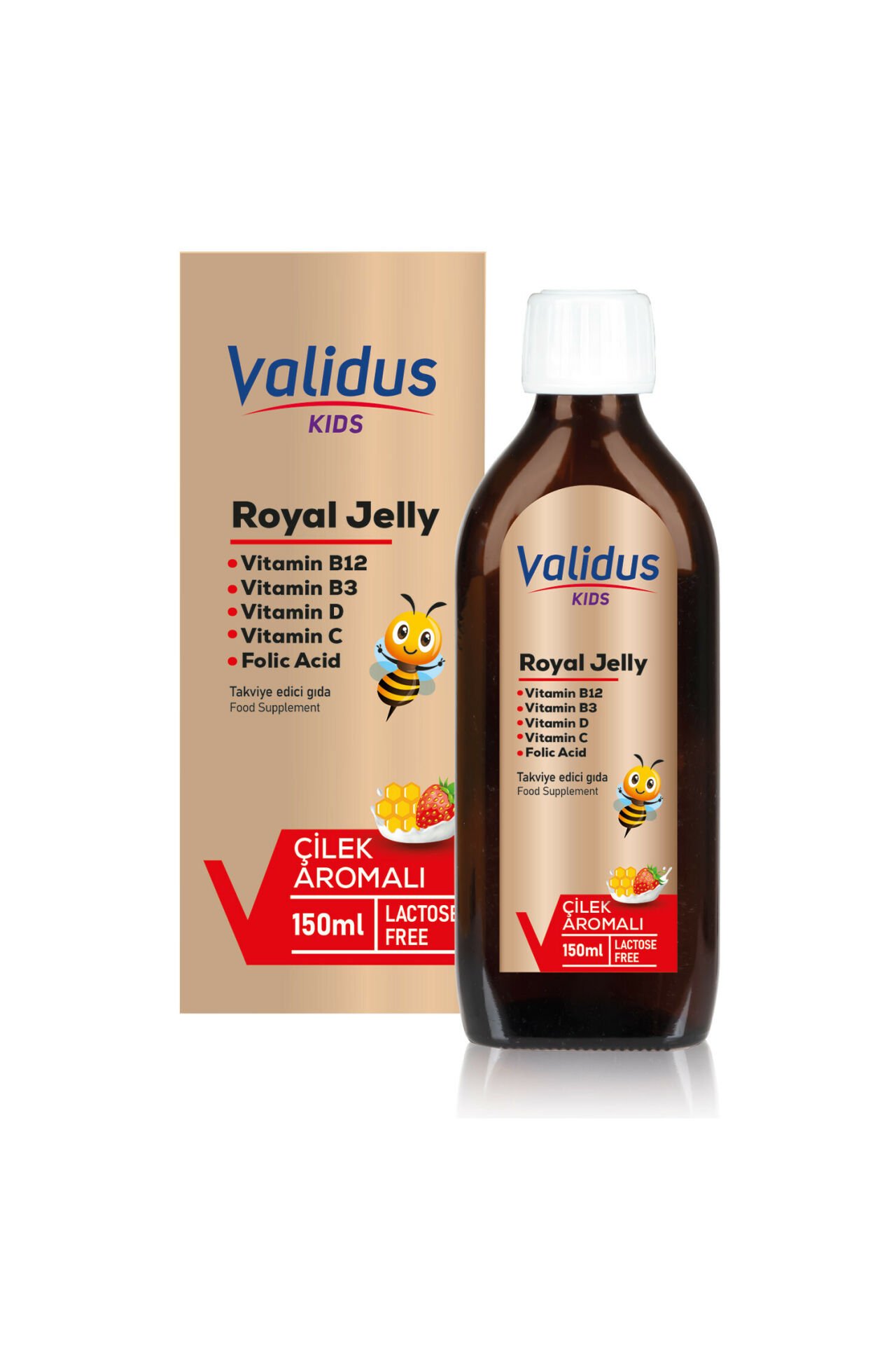 Validus Kids Royal Jelly Çilek Aromalı Şurup 150 ml