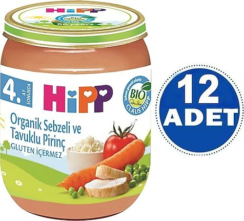 Hipp Kavanoz Organik Sebzeli ve Tavuklu Pirinç 125 gr - 12 Adet