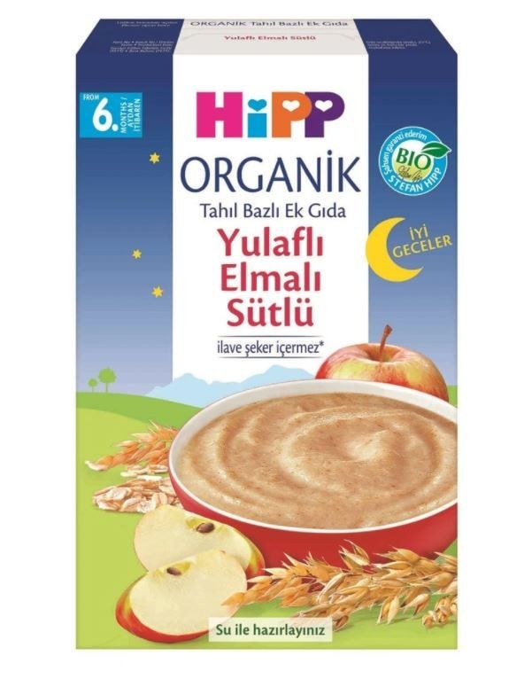 Hipp İyi Geceler Organik Yulaflı Elmalı 6+ Ay Kaşık Maması 250 gr - 4 Adet