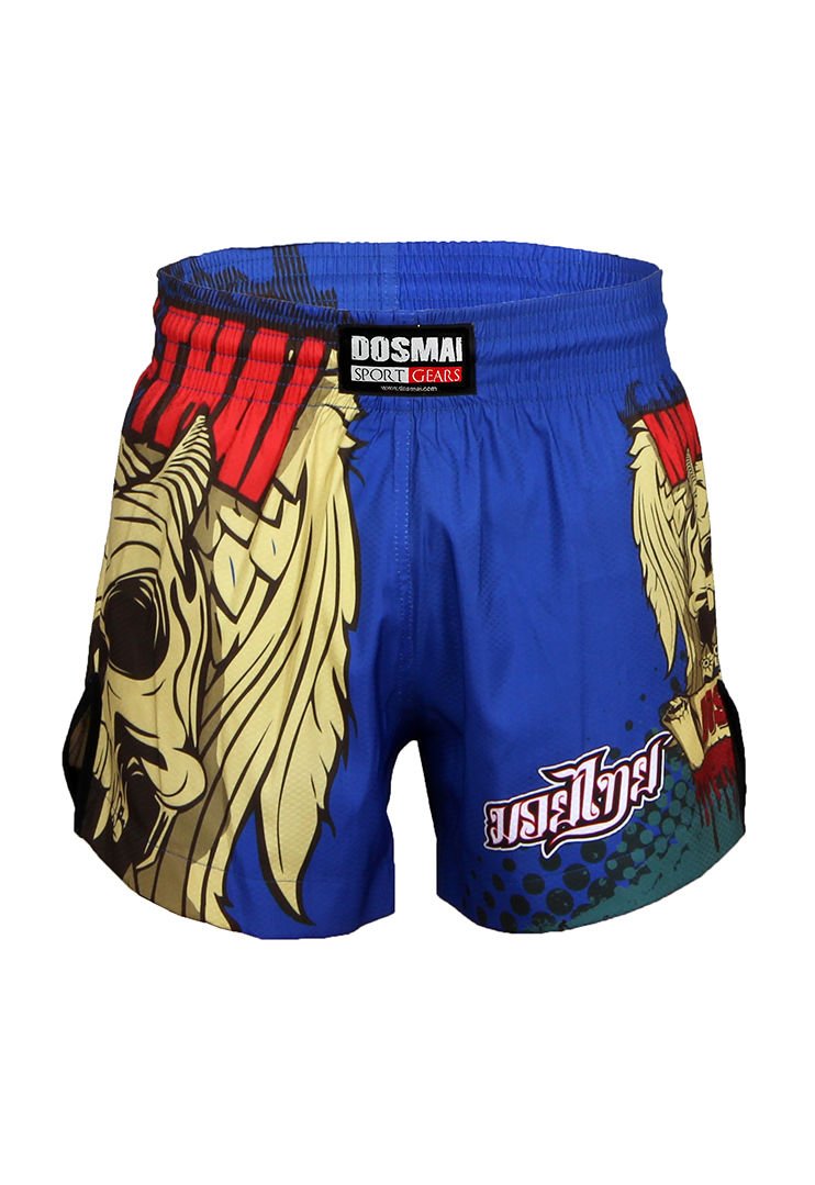 Dosmai Dijital Baskılı Strong Kick Boks Muay Thai Spor Şort MTS212 M - Mavi