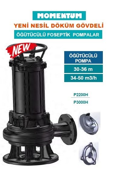 MOMENTUM P2200H- 3HP-380V- PARÇALAYICI BIÇAKLI DÖKÜM GÖVDELİ FOSEPTİK DALGIÇ POMPA