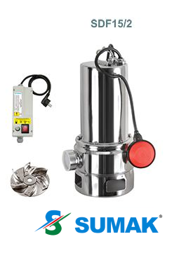 SDF 15/2 1.5 HP 220V KOMPLE PASLANMAZ FOSEPTİK DALGIÇ POMPA
