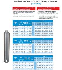 Felsom FP 4D010   1Hp  4'' Dalgıç Tek Motorsuz Pompa (Orjinal İtalyan)