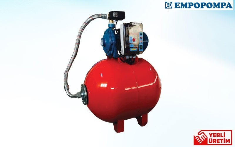 Empo EMH-ÇK   150    1.5Hp 380V   50 Litre Yatık Tanklı Çift Kademe Pompalı Paket Hidrofor