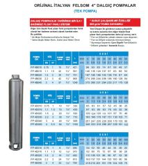 Felsom FP 4L020  2Hp  4'' Dalgıç Tek Motorsuz Pompa (Orjinal İtalyan)