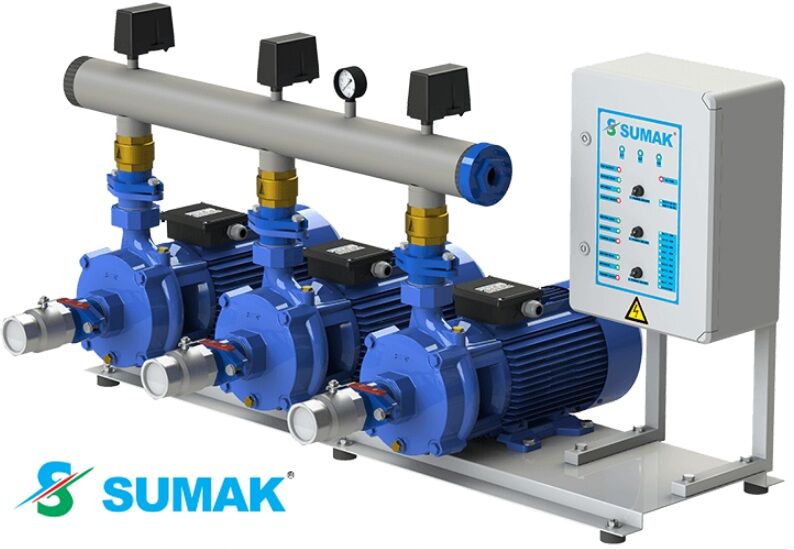 SUMAK SMKTC750/2 3X5.5 HP 380V ÜÇ POMPALI EMİŞLİ ÇİFT KADEMELİ HİDROFOR