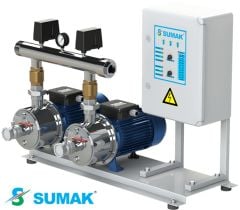 Sumak SMINOX12B220/2 2X1.6 kW  380V  Çift Pompalı Emişli  Kademeli Paslanmaz Yatay Hidrofor