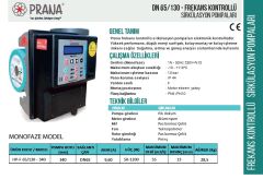 Prana  HP-F 65/130-340    DN 65  220V   Frekans Kontrollü Flanşlı Sirkülasyon Pompa