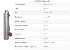 Sumak, 5SDT9, 5\'\' Paslanmaz Dalgıç Pompa, 1.5Hp, 380V