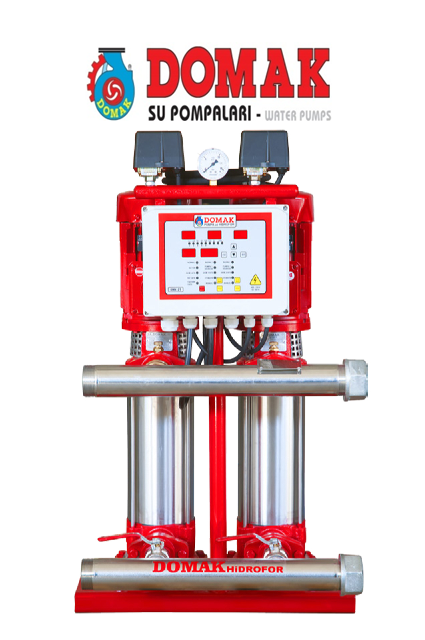 DOMAK 225‐8 Tİ - 2x20 HP 380V İKİ POMPALI DİKEY MİLLİ ÇOK KADEMELİ SESSİZ HİDROFOR