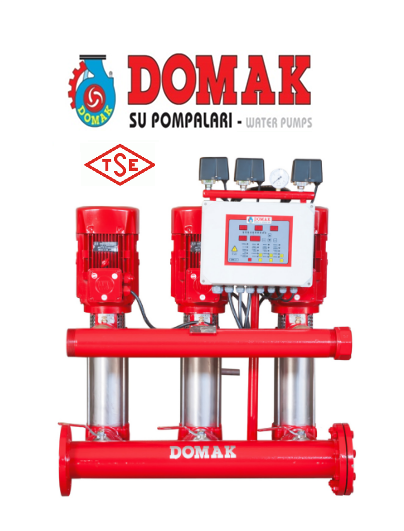DOMAK 225‐6 TÜ - 3x15 HP 380V ÜÇ POMPALI DÜŞEY MİLLİ ÇOK KADEMELİ SESSİZ HİDROFOR