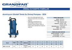 Grandfar QDX1.5-32-0.75F  1Hp 220V  Alüminyum Gövdeli Keson Kuyu Pompası (Temiz Su Drenaj Pompası)