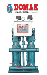 DOMAK KPDR25‐5 Tİ - 2x3 HP 380V İKİ POMPALI DÜŞEY MİLLİ DÖKÜM GÖVDELİ ÇOK KADEMELİ SESSİZ HİDROFOR