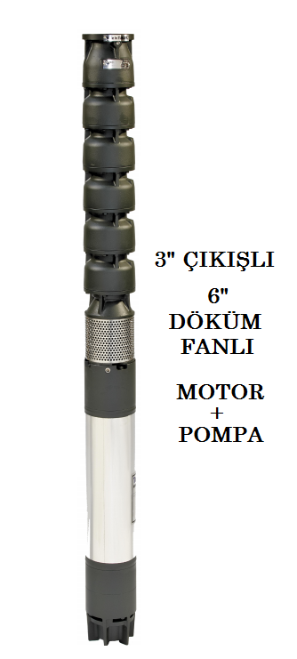 İMPO S 630/10 - 15 HP DÖKÜM FANLI (KADEMELİ) DERİN KUYU DALGIÇ POMPA(C Tipi Motorlu)