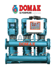 DOMAK KPDR65A‐3 TÜ - 3x40 HP 380V ÜÇ POMPALI DÜŞEY MİLLİ DÖKÜM GÖVDELİ  HİDROFOR