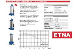 Etna EFP 11 DP  1.1kW 220V Döküm Gövdeli Parçalayıcı Bıçaklı Foseptik Drenaj Dalgıç Pompa